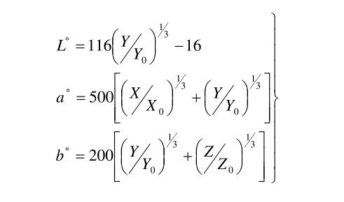 Lab颜色空间L、a、b值计算公式